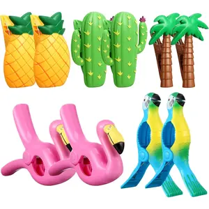 10 count Beach Towel Clips Towel Clips Chair Holders for Beach Chairs  Size Plastic Clothes Pins  Parrot Pineapple Watermelon Seashell Ice Cream  Mug(Bright Style)