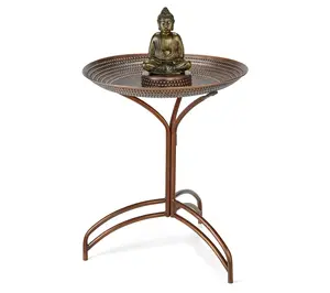 Good Directions 20" Copper Bird Bath with Buddha and Stand