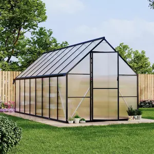 Garvee Green House 8x16 ft Aluminum Large Walk-in with Polycarbonate Panels | Outdoor Greenhouse with Ventilation, Rain Gutter, and Lockable Door | Durable Frame for All-Season Gardening, Quick Setup Design