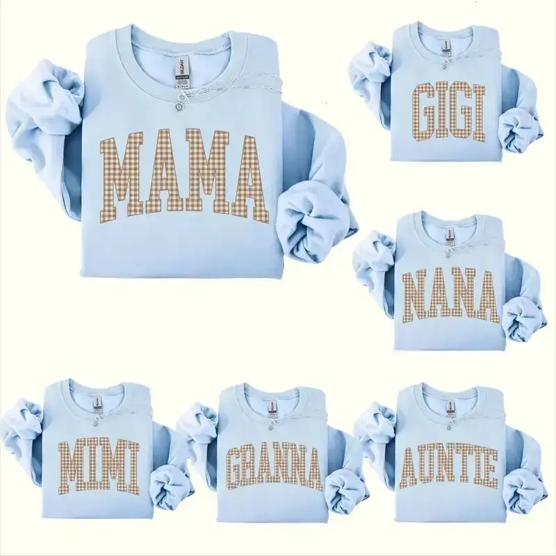 Customize Gingham Mama Sweatshirt, Personalized Mama Shirt Vintage Mama Shirt Trendy Mama Shirt Mothers Day Gift New Mama Baby Shower Pregnancy Announcement Shirt