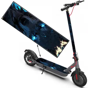 1PC blue flame wolf head, trendy scooter stickers, skateboard stickers, scooter floor mat stickers, personalized cool skateboard accessories, non-slip PVC stickers are easy to install, suitable for Halloween decoration, Christmas decoration gifts