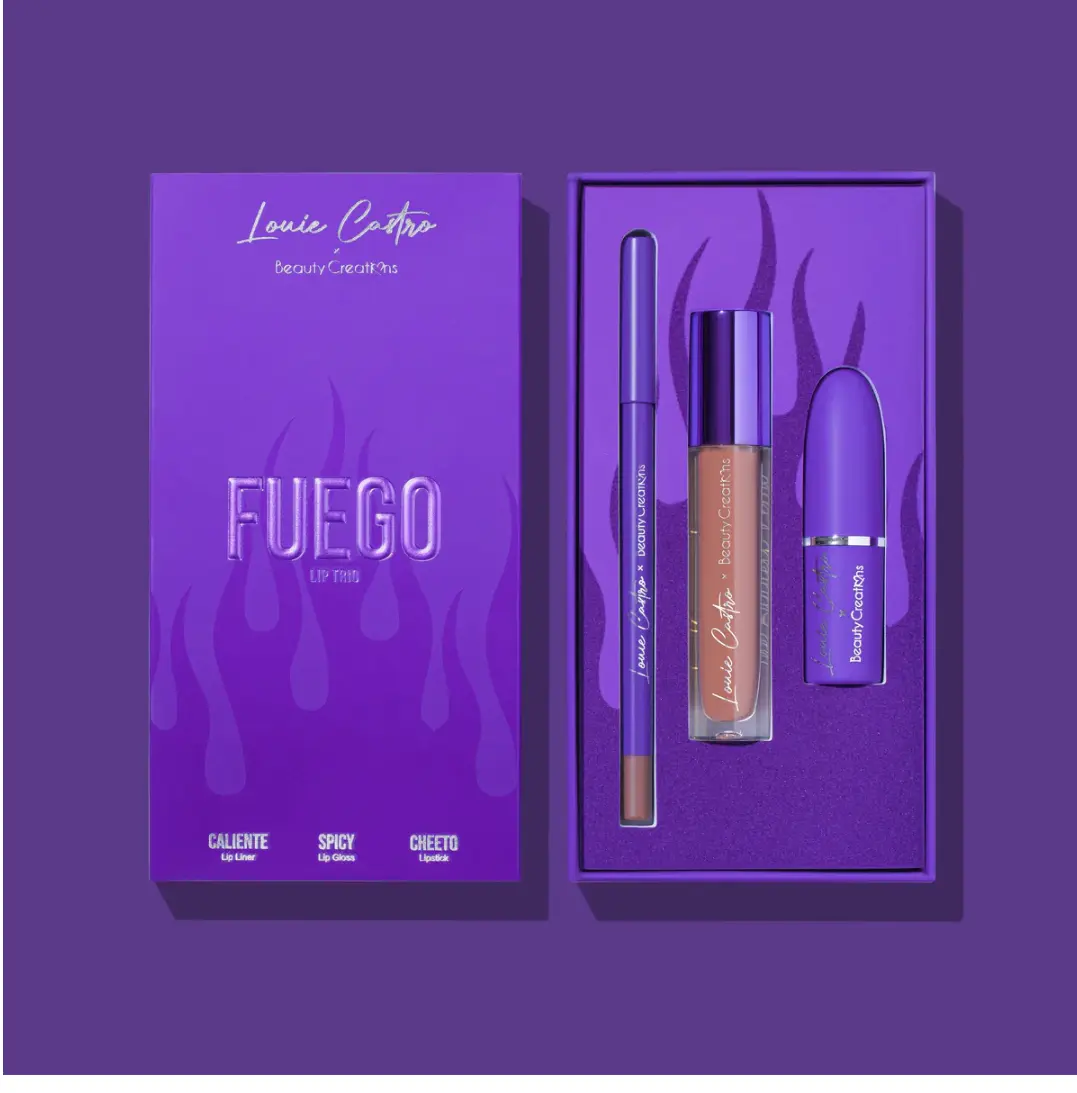 beauty creations  LOUIE CASTRO | FUEGO LIP TRIO Gel Gloss Lipgloss Lipstick Makeup Matte