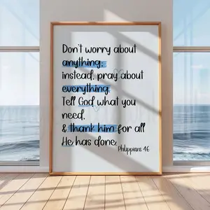 Preppy Blue Christian Printable Wall Art Bible Verse Scripture Dorm Room Wall Art Blue Wall Decor Wall Art Bible Verse Poster, Unframed, Room Decor