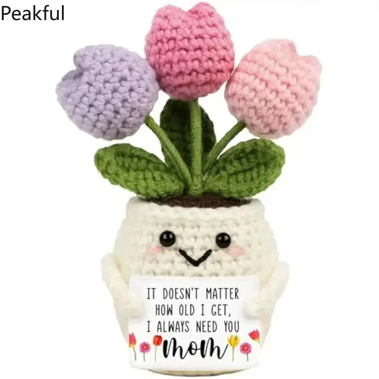 Handmade Tulip Yarn Doll – Soft Crochet Flower Figurine | Perfect Mother's Day gift & birthday keepsake, cute aesthetic desk decor for mom's desk