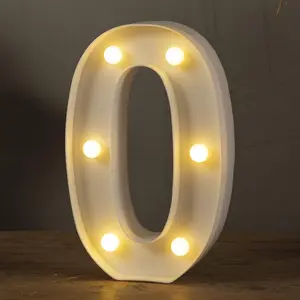 Light Up Numbers-0, LED Marquee Number Lights Sign 26 Alphabet and 10 Number for Party Bar Birthday, Light Up Letters Battery Powered Warm White Christmas Decoration Numbers Lights