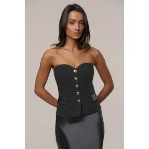 Black Button Front Vest