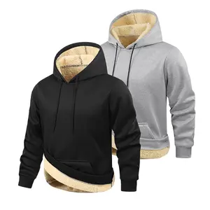 Men's Two-Piece Winter Warm Fleece Lined Hoodie Set - Soft Fabric, Outdoor Casual & Everyday Wear