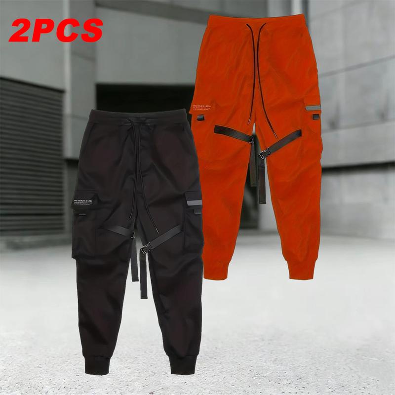 Men's Relaxed Fit Outdoor Hiking Pants Spring & Autumn, 2-Pack, loose work pants with multiple pockets, drawstring waistband, lightweight breathable fabric, perfect for hiking, camping, and everyday casual wear