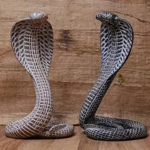 Cobra Standing Circling Statue, 2 Counts/set Creative Desktop Ornament King Cobra Resin Craft Gift, Home Decoration, Indoor Table Decoration