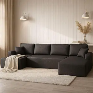 Large 140″ Modular Sectional Sofa U-Shaped Cloud Couch 7-Seater Oversized Lounge No Assembly Convertible Layout Modern Design