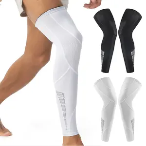 1Pair Full Leg Compression Sleeve Anti-slip Long Knee Support for Men Women, Sports Leg Sleeves for Basketball Running Workout