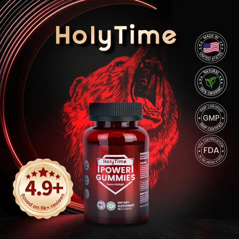 HolyTime Power Gummies-Shilajit Daily Dietary Supplement 60 Gummies with Shilajit, Taurine,Oyster - Made in USA - FDA&GMP - Vitamin, Healthcare