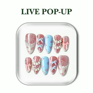 NailPhoria COQUETTE MUSE - Handmade Press-On Nails | Reusable, Salon-Quality, Long-Lasting, Glossy Design
