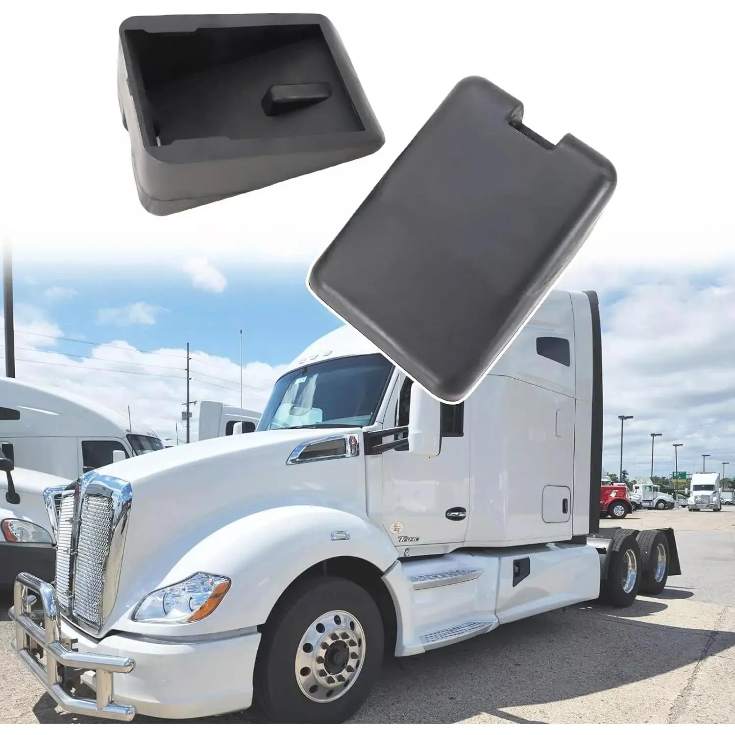 2-Pack High-Quality ABS Hood Bumper Support Replacement, Easy-Install L85-6081 M75681 for Peterbilt 567 579, Kenworth T680, Enhanced Safety Truck Safety Component with Secure Locking, Saves Time and Effort