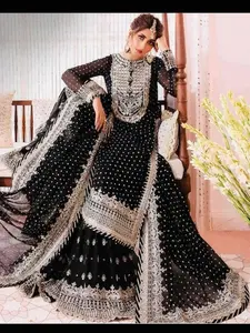Fancy chiffon gharara formal and partywear wedding dress for women formal wear