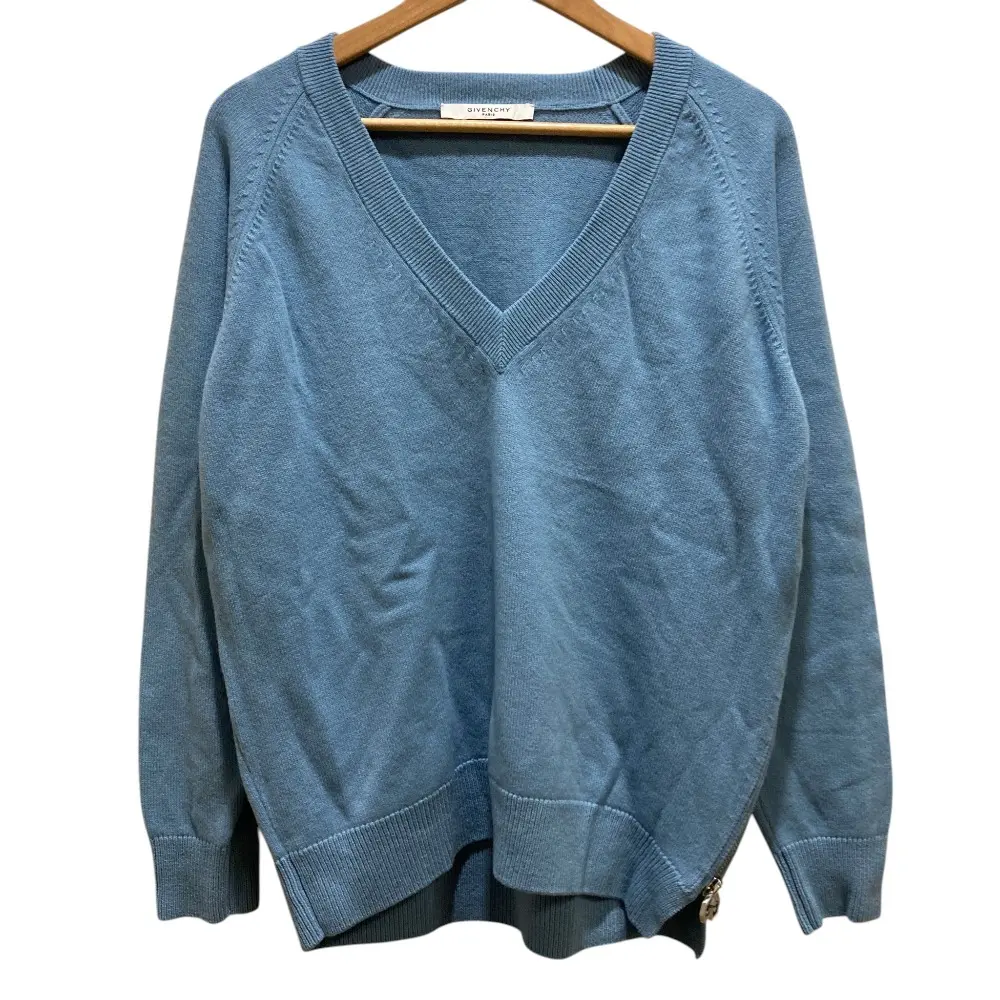 Pre-owned GIVENCHY Cashmere Small Leather Goods Blend V Neck Knit Sweater