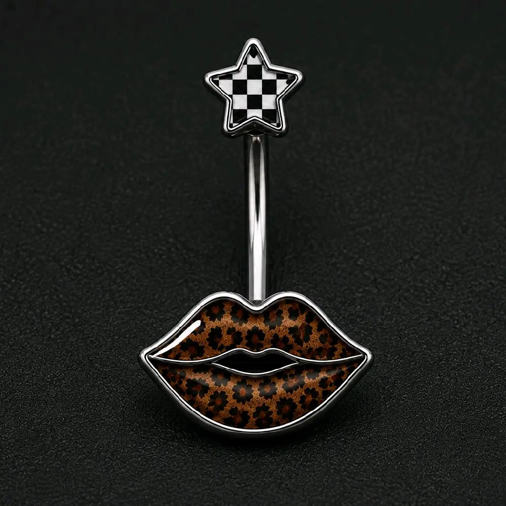 14G Belly Piercing Cheetah & Checkered