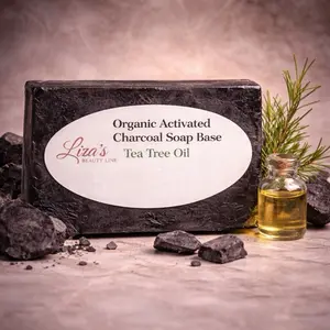 Liza's Beauty Line Organic Glycerin Soap with Activated Charcoal & Tea Tree Oil for Deep Cleansing & Detoxification