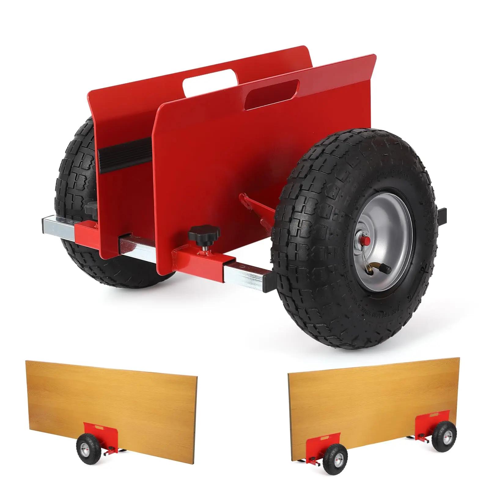 Garvee Heavy-Duty Plate Dolly Cart with 600 lbs Load Capacity, Adjustable Plate, 10" Pneumatic Tires, Non-Slip Design, Ideal for Transporting Doors, Wood, and Granite Slabs