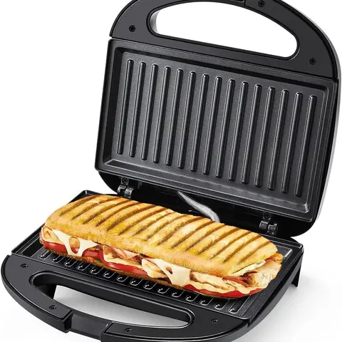 OSTBA Durable 2-Slice Gourmet Sandwich Maker - Nonstick Electric Sandwich Toaster, 750W Power (700W & Above) Kitchen Appliance with Indicator Lights, Cool-Touch Handle, Cord Wrap, 8.46x4.92in Size, Easy Clean & Store Home Good