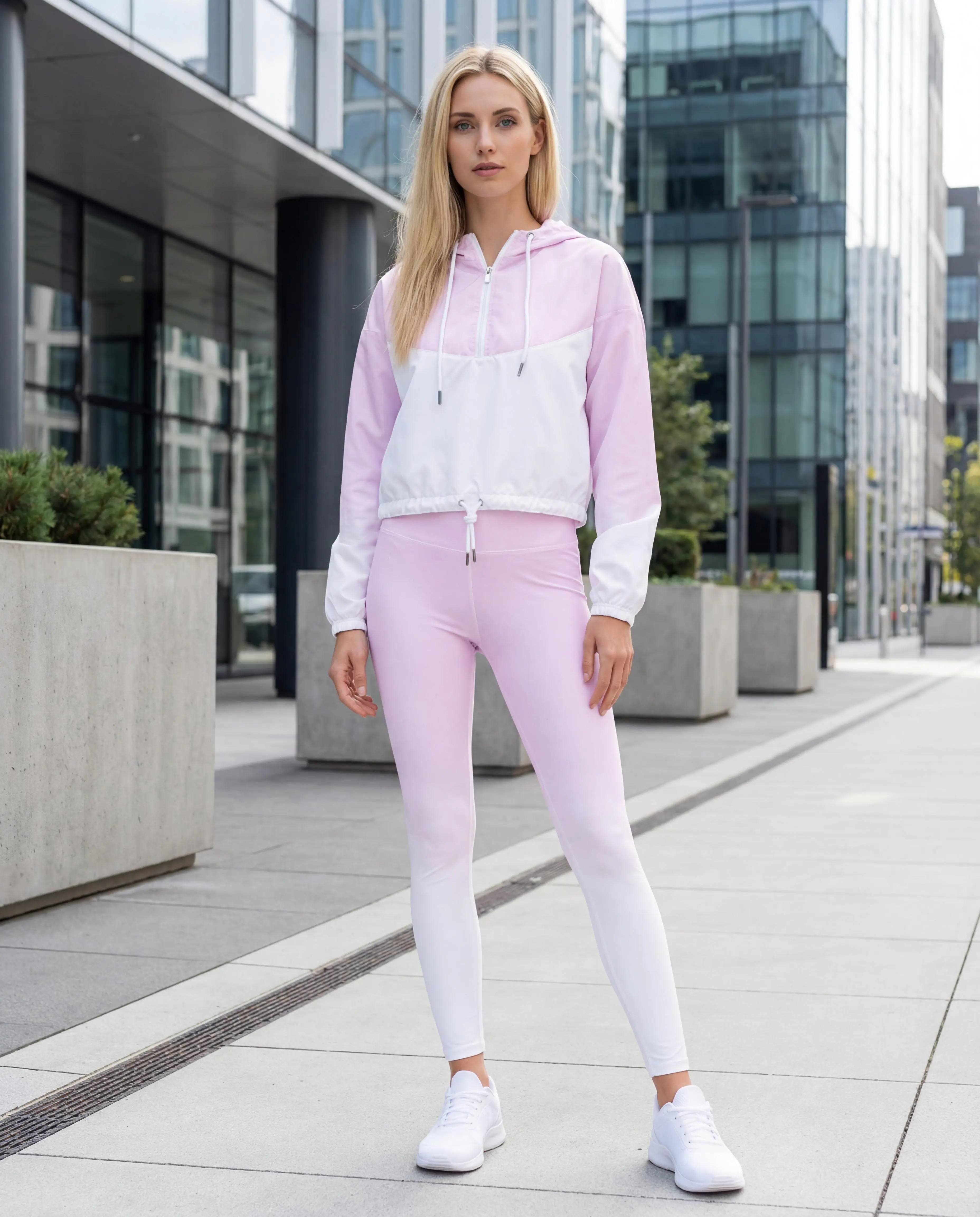Blush Pink: Pink to White Cropped Windbreaker