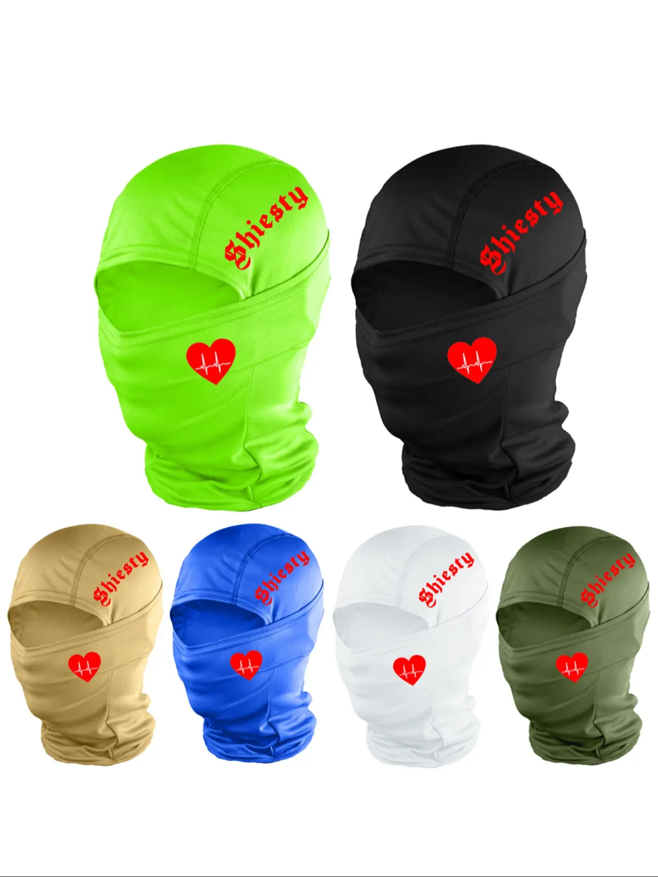 Letter & Heart Print Ski Mask for Men Women, Loose-Fit Woven Fabric Balaclava for All-Season Outdoor Sports, Unisex Design
