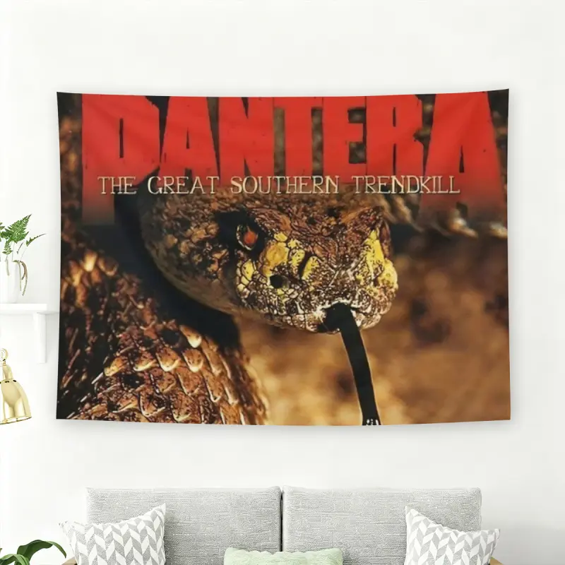 Pantera The Great Southern Trendkill Album Cover Wall Flag, Heavy Metal Band Snake Graphic Trippy Tapestry, Flags for Room Living Room Home Decor