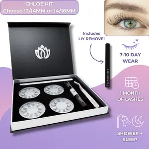 Chloé Kit - Lash Kit by Le Reve Beauté - DIY Lash Extension Kit with False Eyelashes 12mm, 14mm, 16mm at-home eyelash extensions waterproof natural