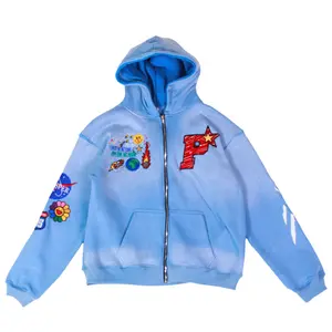 PRO$PER Patch Work Zip Up Hoodie – Sky Blue Edition