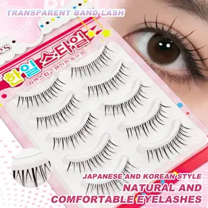 5 Pairs Of Fake Eyelashes With Pointed Tails Whole Eyelashes Korean Japanese Comic Style Eyelashes Whole Cluster Of Transparent Stems Complete Eyelashes Tapered Invisible Transparent Stems Thick Eyelashes