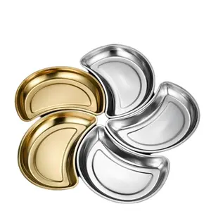 2/3/5pcs Moon Shape Stainless Steel Serving Plates Set of 2, 3 or 5, Elegant and Durable Dessert Plates for Any Occasion, Stylish Tableware
