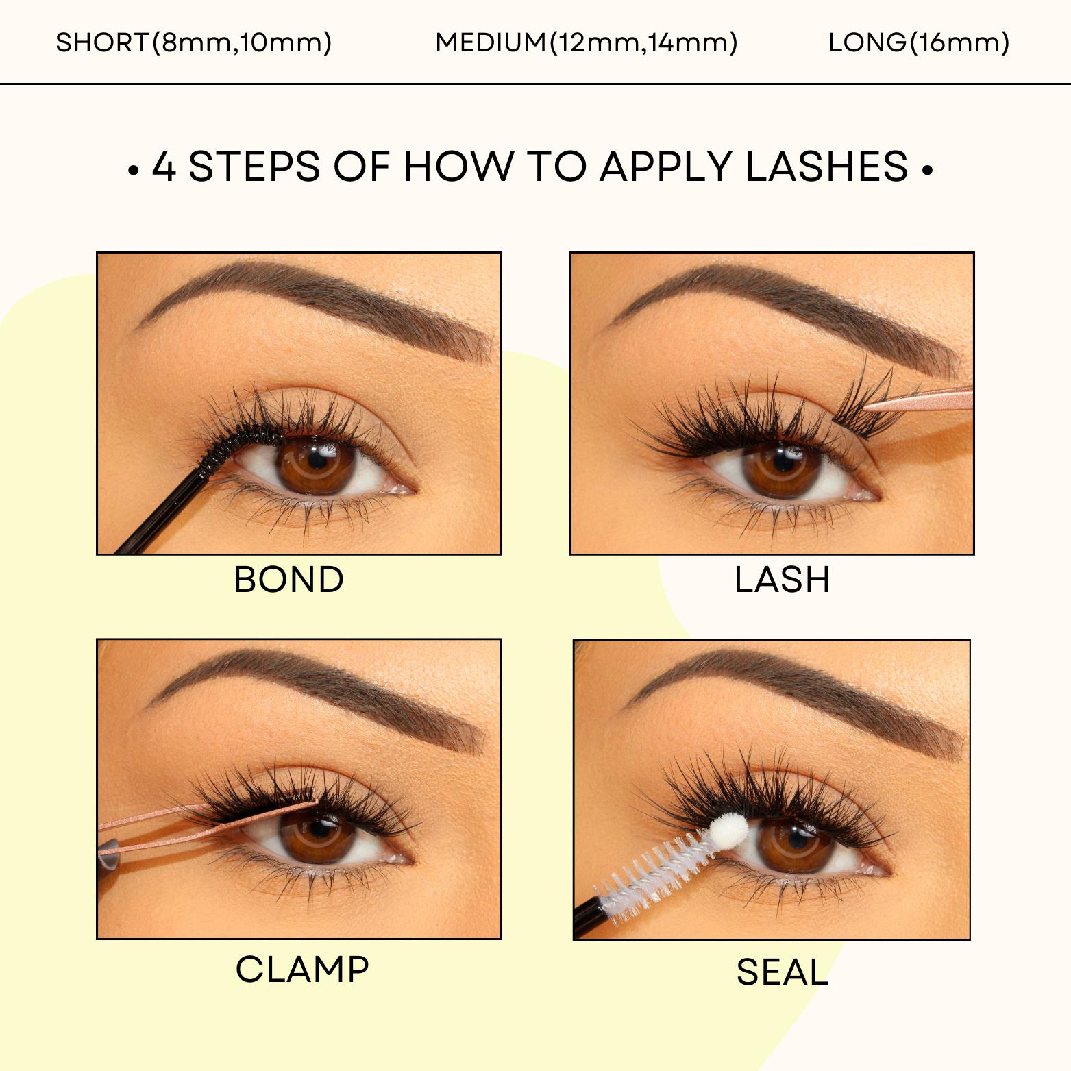 Feinner DIY Lash Cluster Kit Invisible Soft Band Long Lasting Waterproof Bond Seal Remover Natural Eyelashes for Salon Quality at Home Must-Have Cluster Pure Clean Look