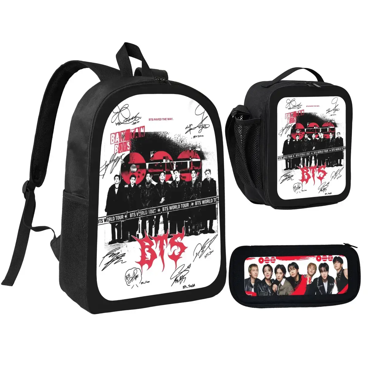 1/3PCS Graphic Sports Backpack Set for Kids & Teens, Stylish Travel Bag with Lunch Bag & Pencil Case, Lightweight Durable School Backpack for Outdoor Activities & Daily Use