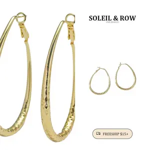 Unisex Golden Glossy Egg-Shaped Spring Fastener Earrings, Hypoallergenic Copper Costume Jewelry