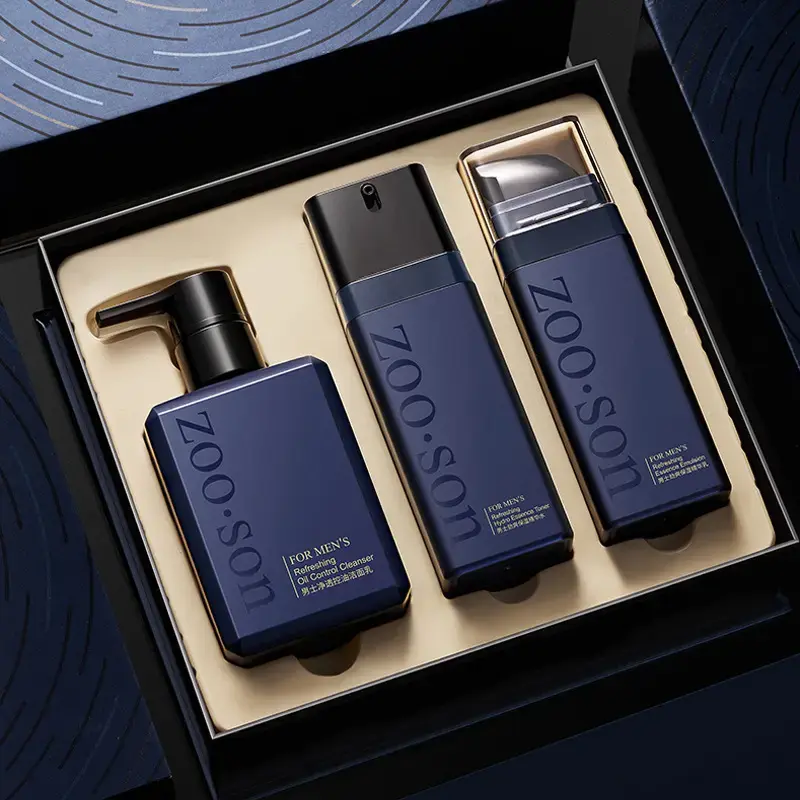 ZOO.SON Volcanic Rock Men's 3-step Face Care Set: Cleanser, Toner, Moisturizer.