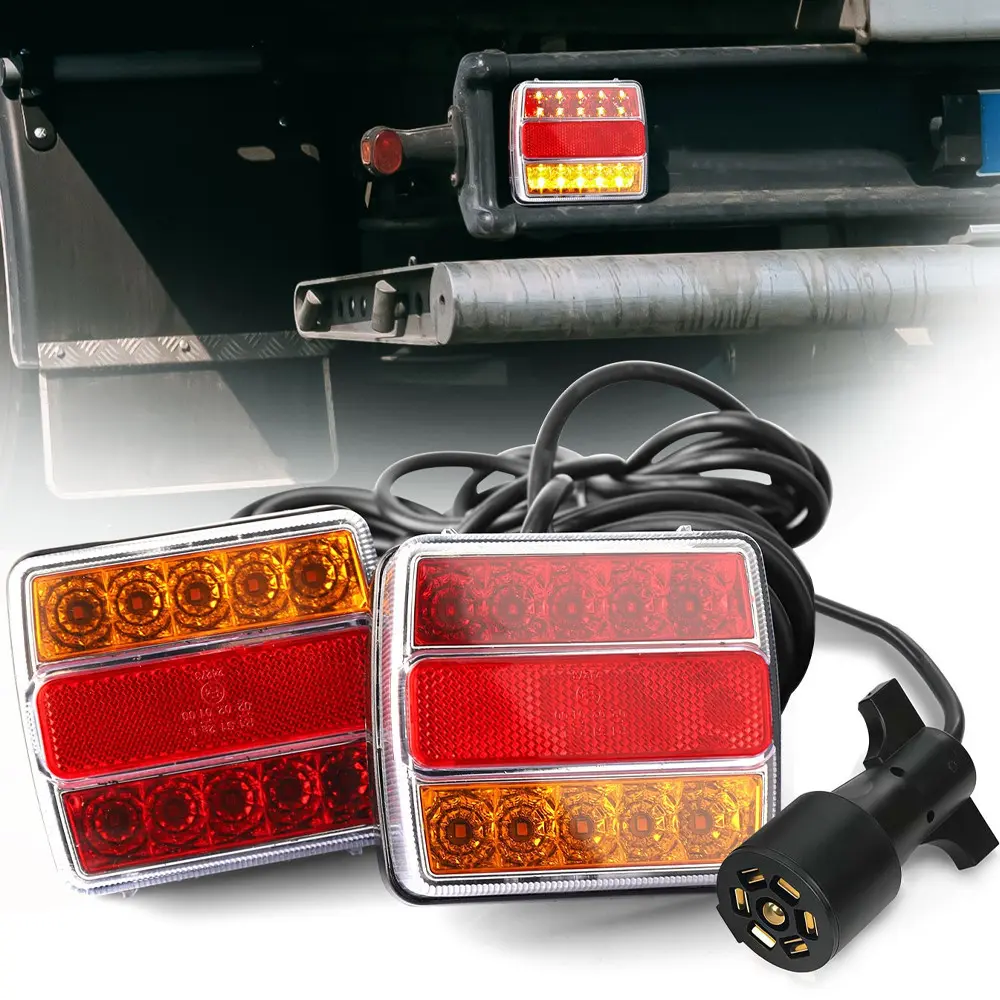 Pair 25 LED Magnetic Trailer Towing Lights Kit w/ 24ft Cable & 7 Pin Plug
