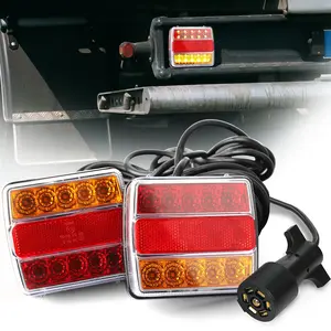 Pair 25 LED Magnetic Trailer Towing Lights Kit w/ 24ft Cable & 7 Pin Plug