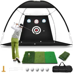 Golf Net, 10x7FT  Golf Hitting  Equipment with Foldable Tri-Turf Mat for Backyard Driving Chipping Swing with  Target/Balls/Tee for Outdoor Indoor, Gifts for Men Him Dad Golfers