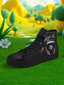 Men's SixSeven High-Top Casual Sneakers - Black Dark Character Art Print Comfortable Lightweight Streetwear Shoes for All Seasons