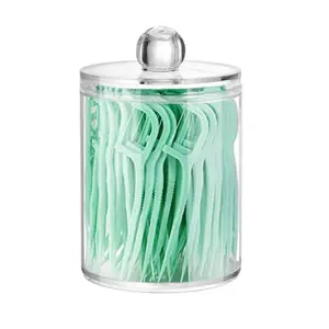 Clear Round Storage Bottle with Lid, Clear Storage Jar, 1 Count Multifunctional Desktop Organizer for Cosmetics, Dental Floss, Flowers, Tea