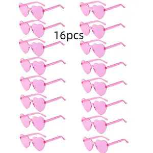 16pcs simple and fashionable candy colored frameless glasses, suitable for both men and women to dress up for outdoor themed parties, concerts, travels, seaside gatherings, and photo booths