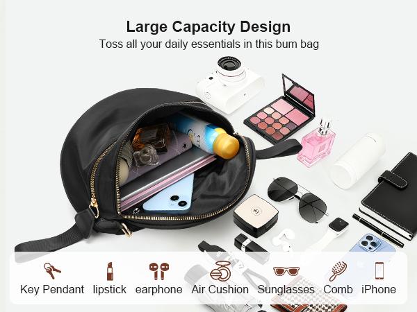 Best-selling Women's Large-Sized Double Zipper Crossbody Bag Minimalist Handbagwith Adjustable Strap & Multi Pockets | Waterproof NylonHip Bag for Work Weekends Travel | Ideal Gift for HerBirthday Christmas