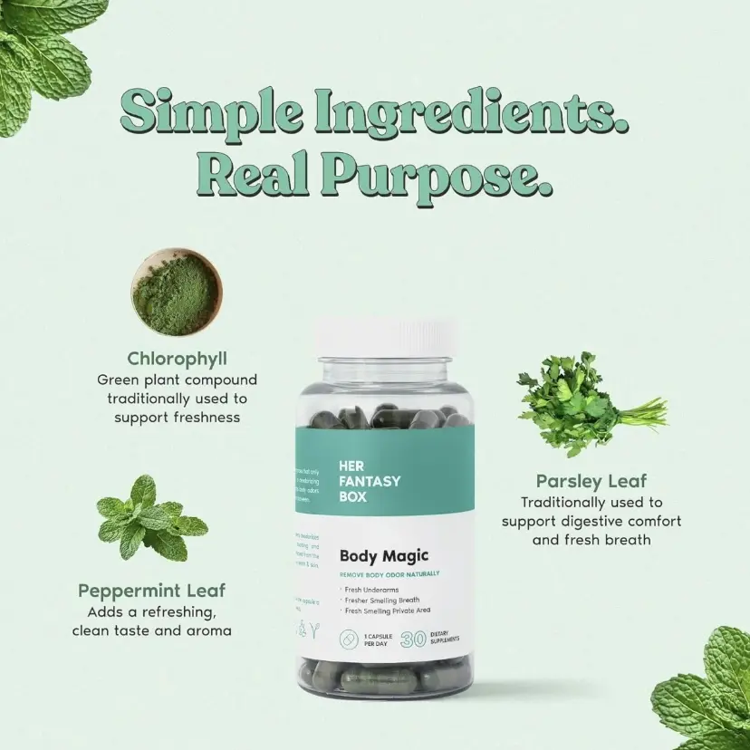 Her Fantasy Box Body Magic Capsules, Natural Herbal Dietary Supplement for Body Freshness