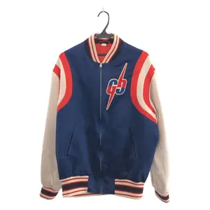 Pre-owned GUCCI Acetate Small Leather Goods GG Rayon Polyester Stadium Jacket