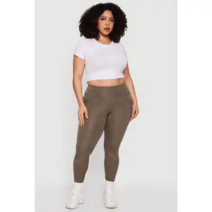 Plus Size High Waisted Mesh Detail Leggings with Pockets