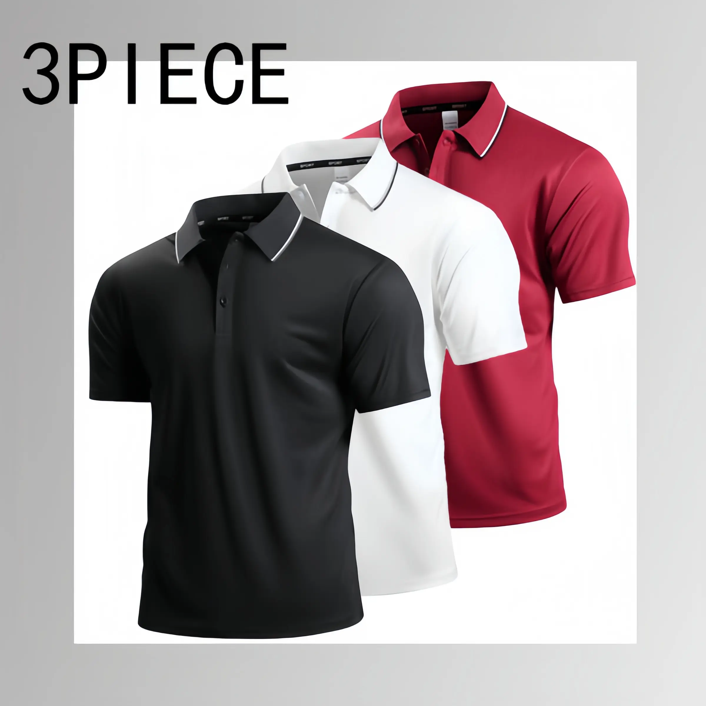 3-Pack Value Set Men’s Polo Shirts – Classic Short Sleeve, Regular Fit, Breathable Moisture-Wicking Soft Fabric, Available in Multiple Colors, Lightweight Casual and Business Tops, Athletic, Plain