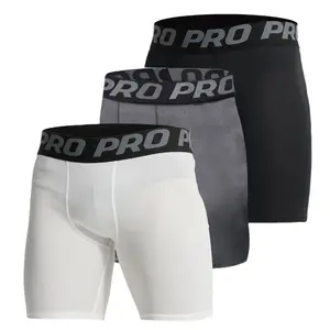 3 Pack Mens Compression Running Shorts Spandex Compression Underwear for Men Athletic Shorts Biking Running