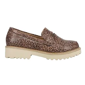 Corkys Womens Boost Leopard Print Lug Sole Loafers Casual - Brown
