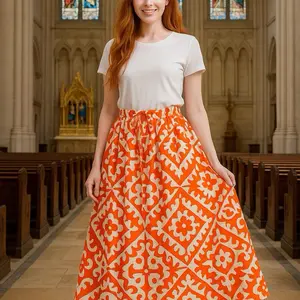 Skirts 5 Colors - Orange Patterned Skirt Available in Five Different Color Options