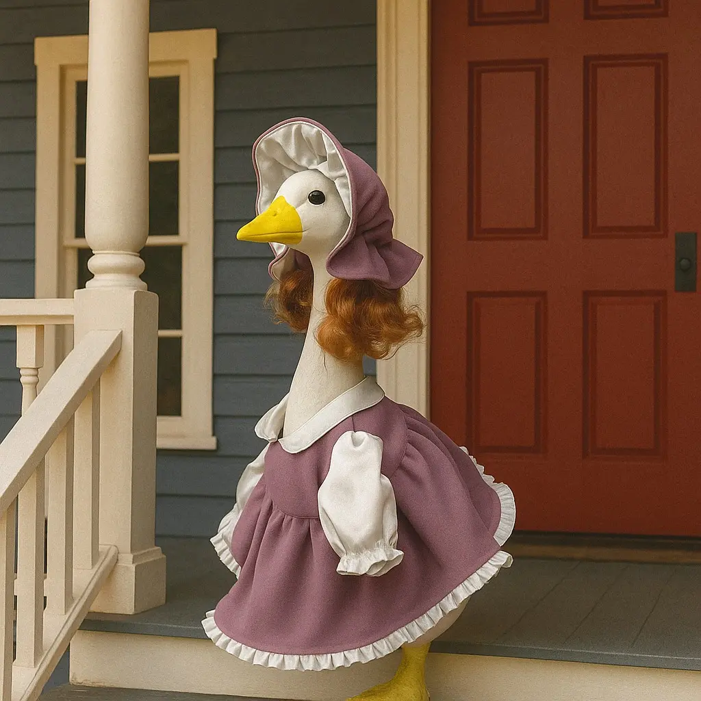 Funny Porch Goose Set, Skirt, Wig, Hat, Outdoor Garden Art Decoration, Patio Yard Decoration, Bird Decorations, Fits 23 Inch Lawn Goose, Party Decorations, Fiesta Decorations, Courtyard Decoration, Party Decoration Supplies